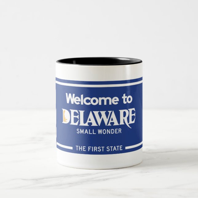 Taza Bicolor Recepción señal de tráfico de Delaware - los (Centro)