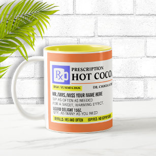 Taza Bicolor Receta divertida Hot Cocoa Mug