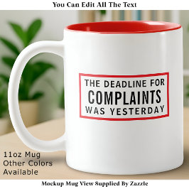 Taza Bicolor Reclamaciones Divertidas Vencidas, Minimalista Mod