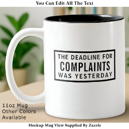 Taza Bicolor Reclamaciones Divertidas Vencimiento, Minimalista