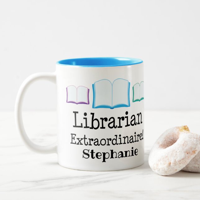 Taza Bicolor Reconocimiento bibliotecario personalizado (Con donut)