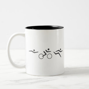 Taza Bicolor Recorrido en bicicleta de nado de Triathlon