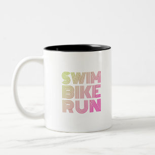 Taza Bicolor Recorrido en bicicleta de nado de Triathlon