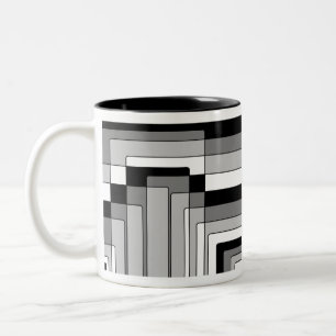 Taza Bicolor Rectángulos blancos y negros abstractos