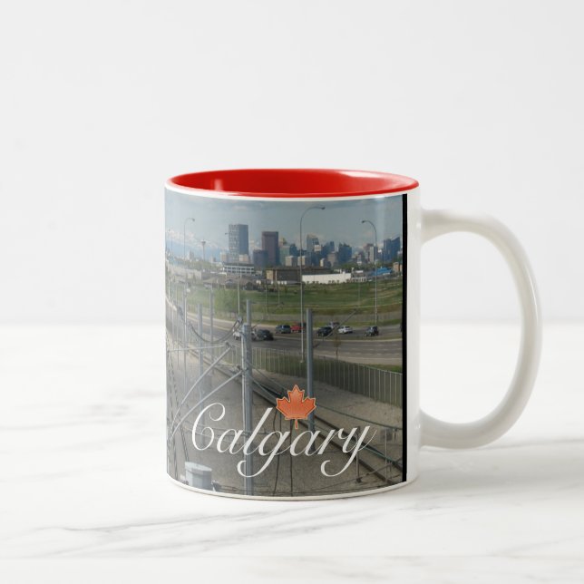 Taza Bicolor Recuerdo de Calgary Canadá (Derecha)