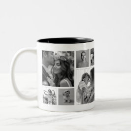Taza Bicolor Recuerdo de foto en cuadrado blanco y negro de 12