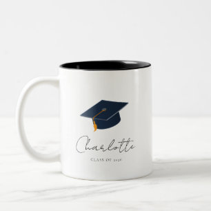 Taza Bicolor Recuerdo de graduación tipográfico elegante