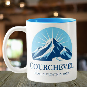 Taza Bicolor Recuerdo de la estación de esquí de Courchevel Fra
