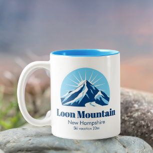 Taza Bicolor Recuerdo de la estación de esquí Loon Mountain New
