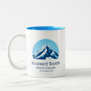 Taza Bicolor Recuerdo de la estación de esquí Marmot Basin Albe