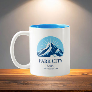 Taza Bicolor Recuerdo de la estación de esquí Park City Utah