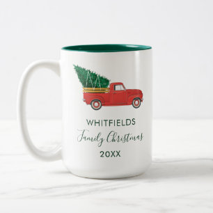 Taza Bicolor Recuerdo de Reunión de Navidad Familiar Personaliz