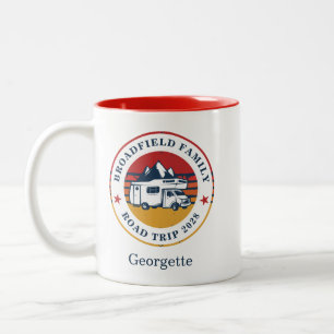 Taza Bicolor Recuerdo de Vacaciones Familiares Coincidentes par