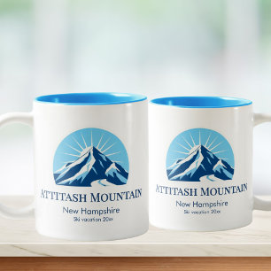 Taza Bicolor Recuerdo del resort de esquí Attitash Mountai New 
