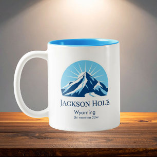 Taza Bicolor Recuerdo del resort de esquí Jackson Hole Wyoming