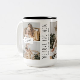 Taza Bicolor Recuerdo Minimalista Elegante de 3 Fotos para Mamá