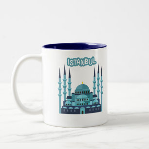 Taza Bicolor Recuerdo turco de Estambul en color azul y ciano