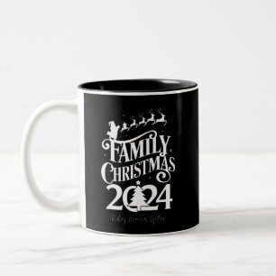 Taza Bicolor Recuerdos de Navidad Familiar 2024 Coincidentes Ju