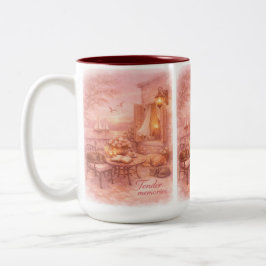 Taza Bicolor Recuerdos tiernos Sage  Vida marina vintage