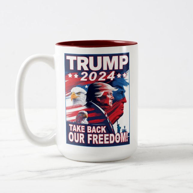Taza Bicolor Recuperar nuestra libertad patriótica Trump 2024 M (Izquierda)