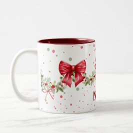 Taza Bicolor Red Bow Wreath Garland Navidades personalizados Mu