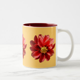 Taza Bicolor Red Dahlias