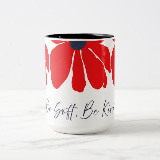 Taza Bicolor Red Floral Pattern Mug