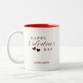 Taza Bicolor Red Glitter Happy Valentine's Day Hearts