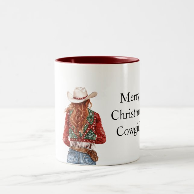Taza Bicolor Red Green Christmas Cowgirl (Centro)