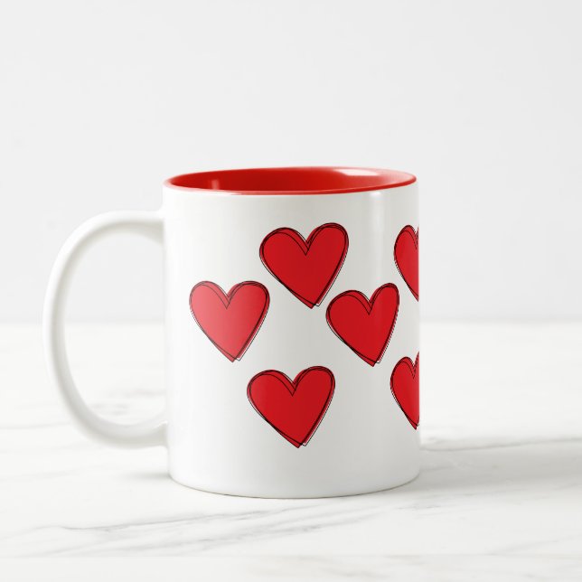 Taza Bicolor Red Hearts Mug