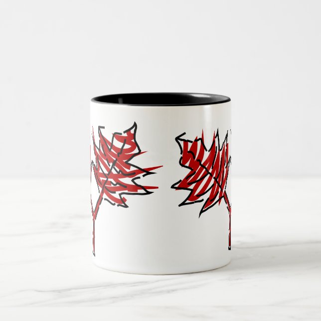 Taza Bicolor Red Leaves Vector Graphics Mug (Centro)