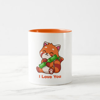 Taza Bicolor Red Panda with Bamboo