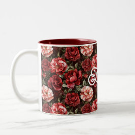 Taza Bicolor Red Pink Rose Flowers