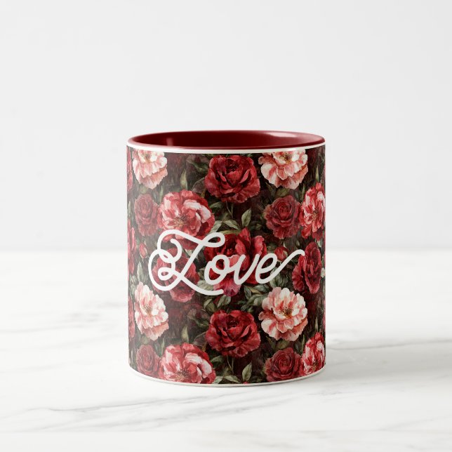 Taza Bicolor Red Pink Rose Flowers (Centro)