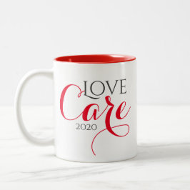 Taza Bicolor Red Quarantine Love and Care Mug