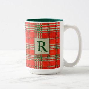 Taza Bicolor RED SCOTT TARTAN Tall Mug Verde de dos tonos + Ini