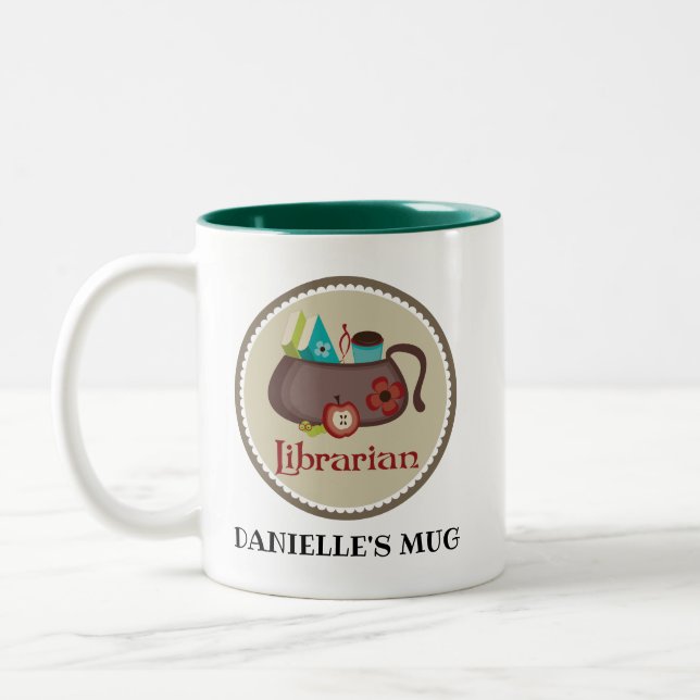 Taza Bicolor Regalo bibliotecario personalizado (Izquierda)