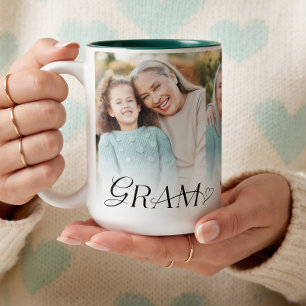 Taza Bicolor Regalo conmemorativo de collage de fotos del coraz