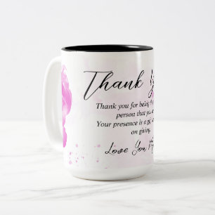 Taza Bicolor Regalo de agradecimiento floral rosa para mamá