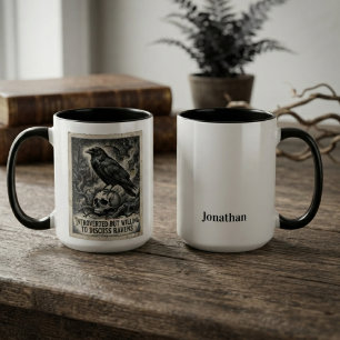Taza Bicolor Regalo de amante de cuervo gótico Introvertido Hum