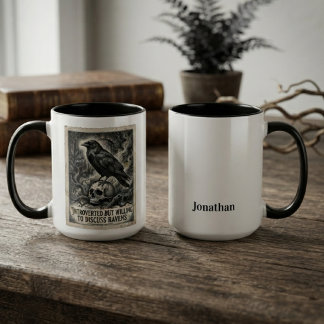 Taza Bicolor Regalo de amante de cuervo gótico Introvertido Hum