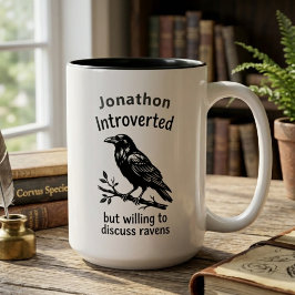 Taza Bicolor Regalo de amante de cuervo minimalista Humor intro