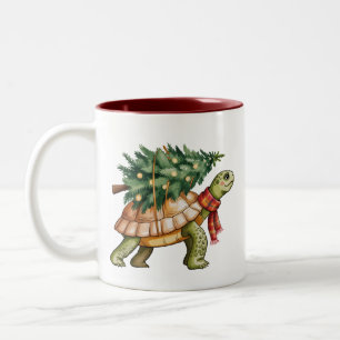 Taza Bicolor Regalo de amante de tortugas marinas de Navidad Ár