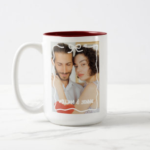 Taza Bicolor Regalo de aniversario de boda de pareja con foto p