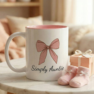 Taza Bicolor Regalo de Anuncio de Embarazo para Tía con Lazo