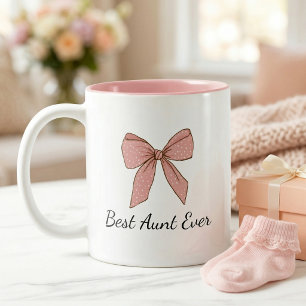 Taza Bicolor Regalo de Anuncio de Embarazo para Tía con Lazo
