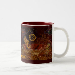 Taza Bicolor Regalo de arte aborigen australiano