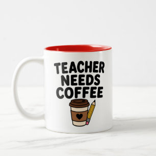 Taza Bicolor Regalo de café para profesores lindos necesita caf