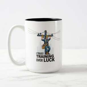 Taza Bicolor Regalo de cita de seguridad para electricista prof
