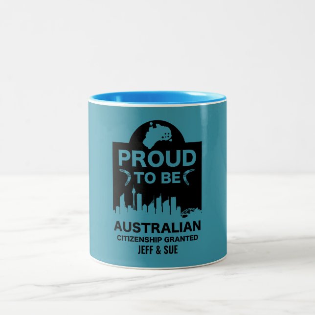Taza Bicolor Regalo de ciudadanía australiana (Centro)